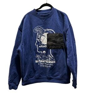 Brain Dead Blue Graphic Crewneck Sweater with Contrast Pocket